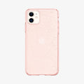 076CS27182 - iPhone 11 Case Liquid Crystal Glitter in rose quartz showing the back