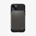 ACS04659 - iPhone 14 Plus Case Slim Armor (MagFit) in gunmetal showing the back