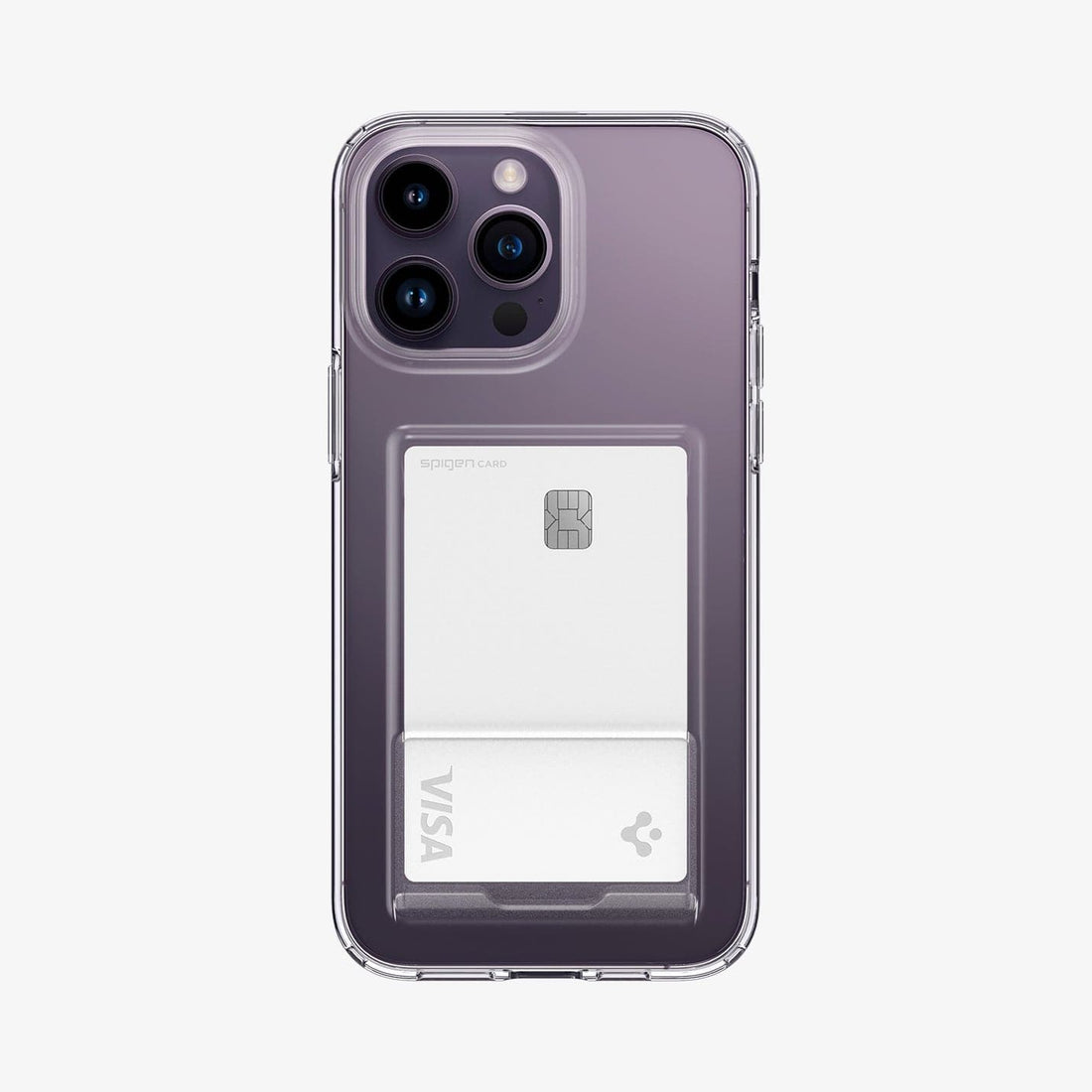 ACS04832 - iPhone 14 Pro Max Case Crystal Slot in crystal clear showing the back with card in slot