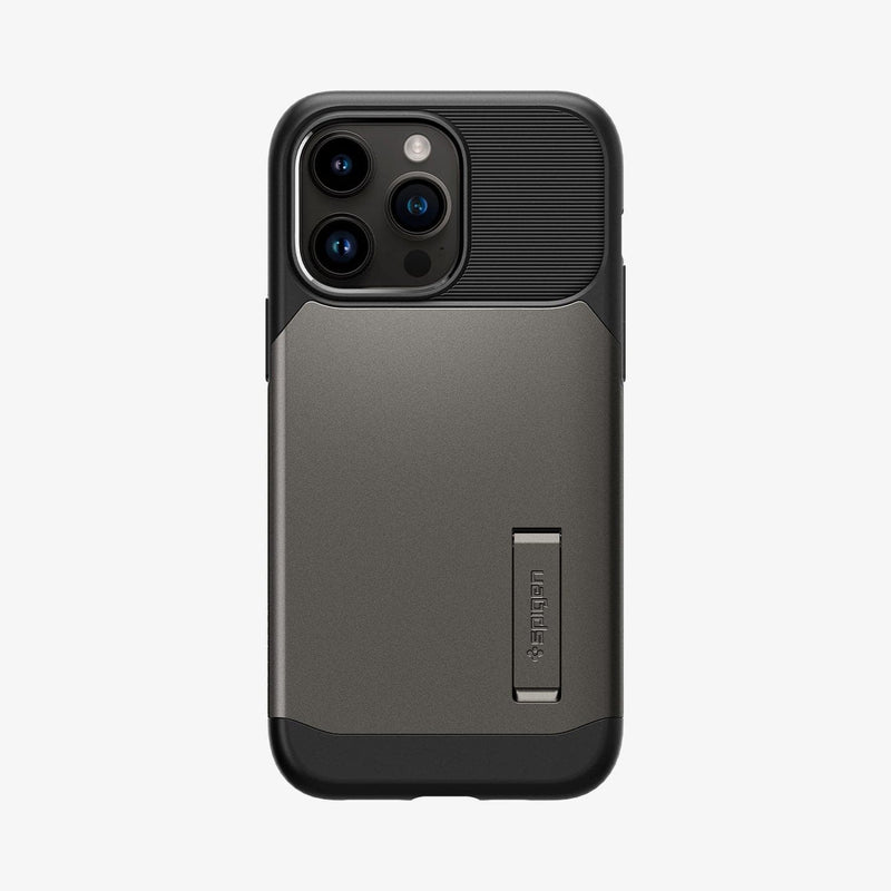 ACS04646 - iPhone 14 Pro Max Case Slim Armor (MagFit) in gunmetal showing the back