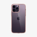ACS04818 - iPhone 14 Pro Max Case Ultra Hybrid in rose crystal showing the back