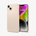 ACS04778 - iPhone 14 Plus Case Thin Fit in sand beige showing the back and front