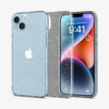 ACS05034 - iPhone 14 Case Liquid Crystal Glitter in crystal quartz showing the back, inside and front