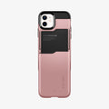 ACS01751 - iPhone 12 Mini Case Slim Armor CS in rose gold showing the back with card slot layer slid down