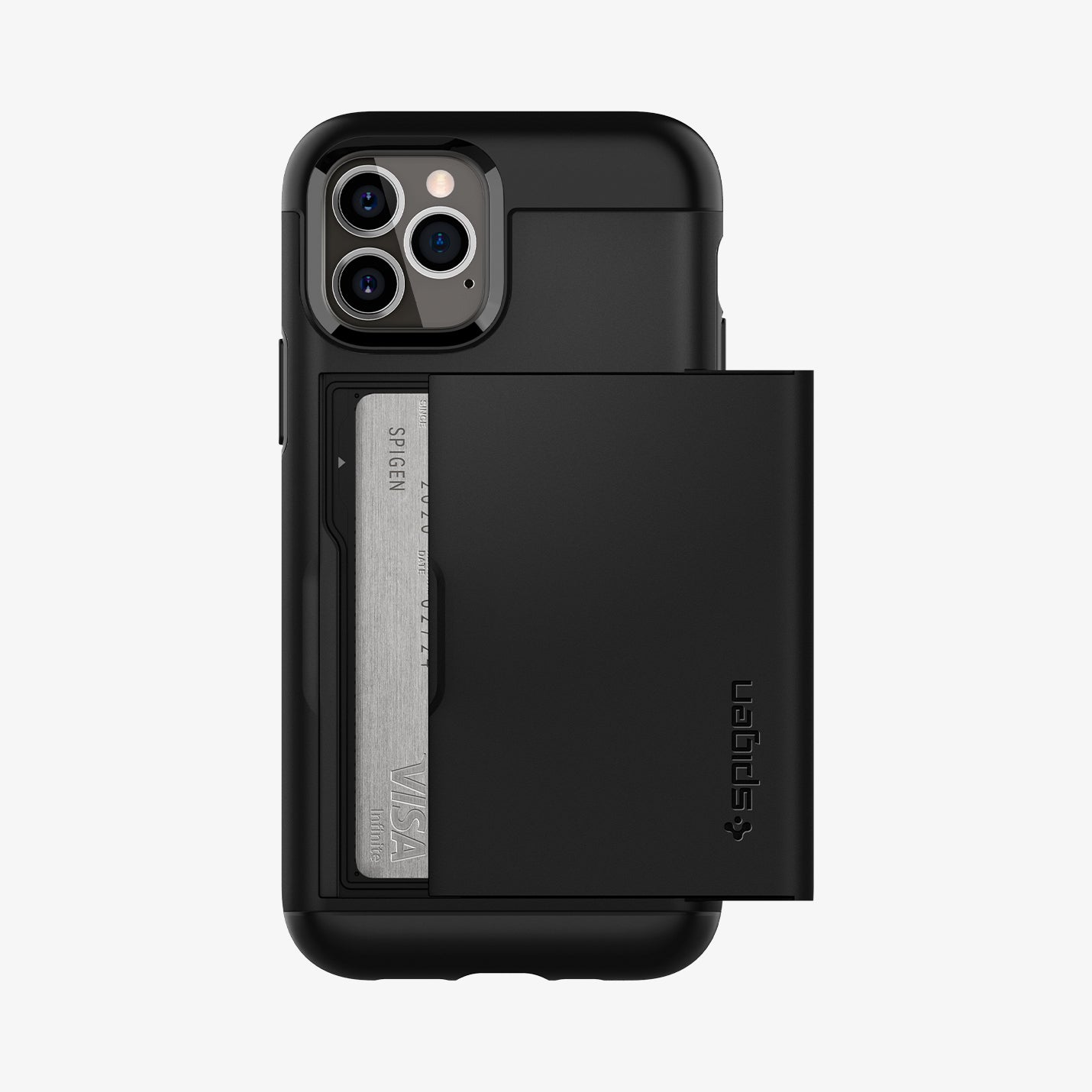 ACS01707 - iPhone 12 / iPhone 12 Pro Case Slim Armor CS in black showing the back with card in slot