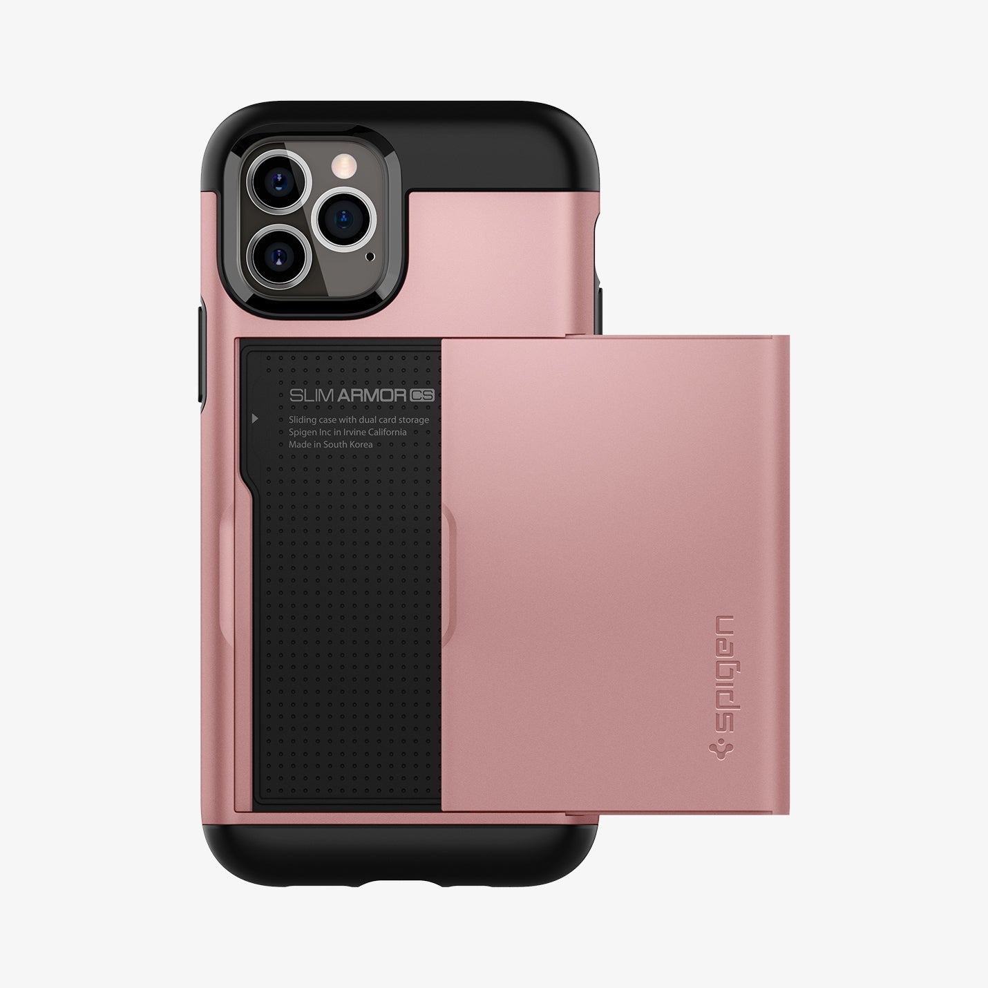 ACS01708 - iPhone 12 / iPhone 12 Pro Case Slim Armor CS in rose gold showing the back with card slot slightly open