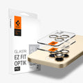 AGL05598 - iPhone 14 Pro / 14 Pro Max Optik Pro Lens Protector in gold showing the device, two optik pro lens protectors and packaging
