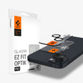 AGL05213 - iPhone 14 / 14 Plus Optik Pro Lens Protector in black showing the device, two optik pro lens protectors and packaging