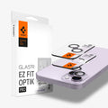 AGL05603 - iPhone 14 / 14 Plus Optik Pro Lens Protector in purple showing the device, two optik pro lens protectors and packaging