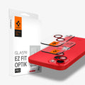 AGL05605 - iPhone 14 / 14 Plus Optik Pro Lens Protector in red showing the device, two optik pro lens protectors and packaging