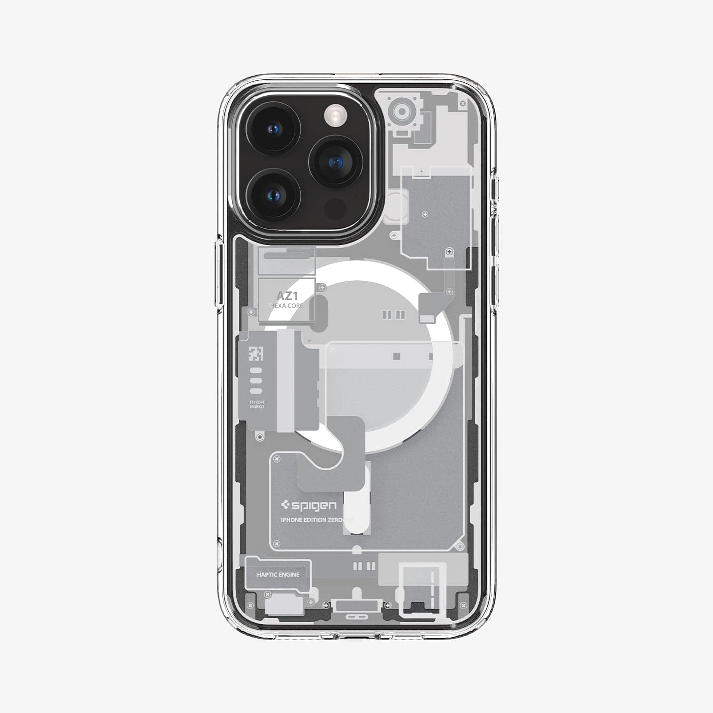 ACS07036 - iPhone 15 Pro Case Ultra Hybrid Zero One in white showing the back