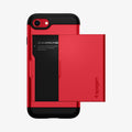 042CS21725 - iPhone 8 Series Slim Armor CS Case in Red showing the back with card slider out
