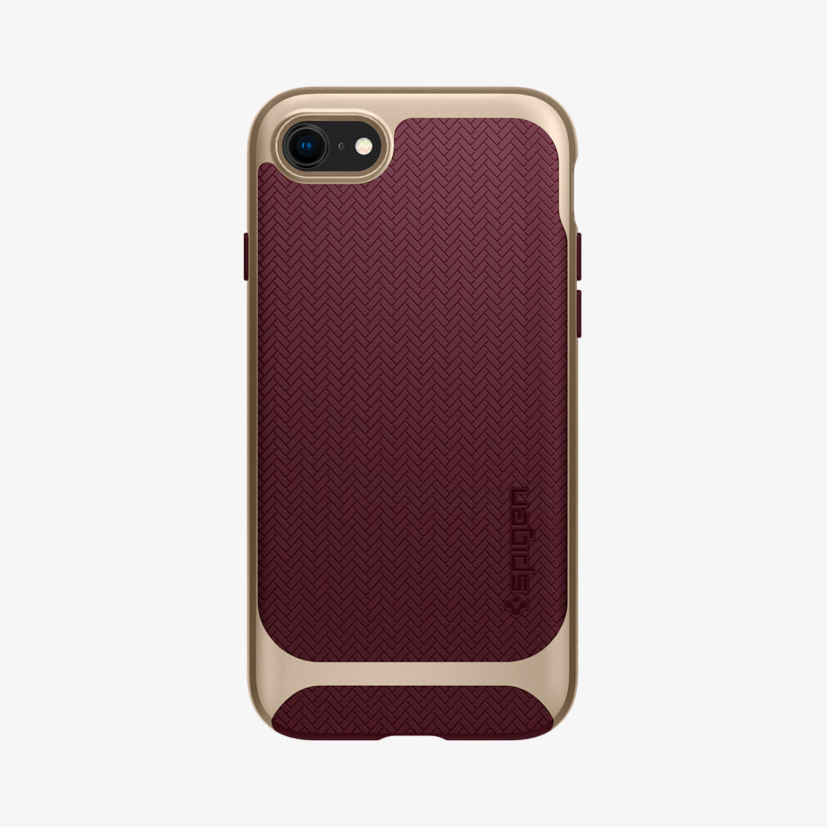 054CS22198 - iPhone SE Neo Hybrid Herringbone case in burgundy showing the back