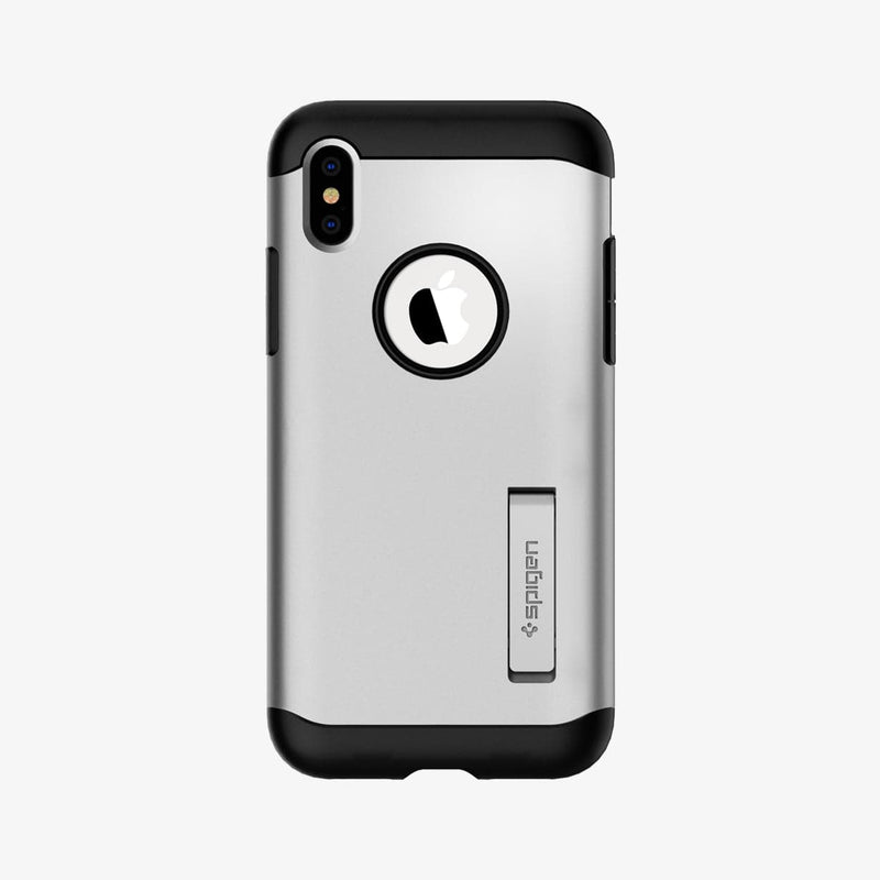 063CS24521 - iPhone XS / X Case Slim Armor in satin silver showing the back