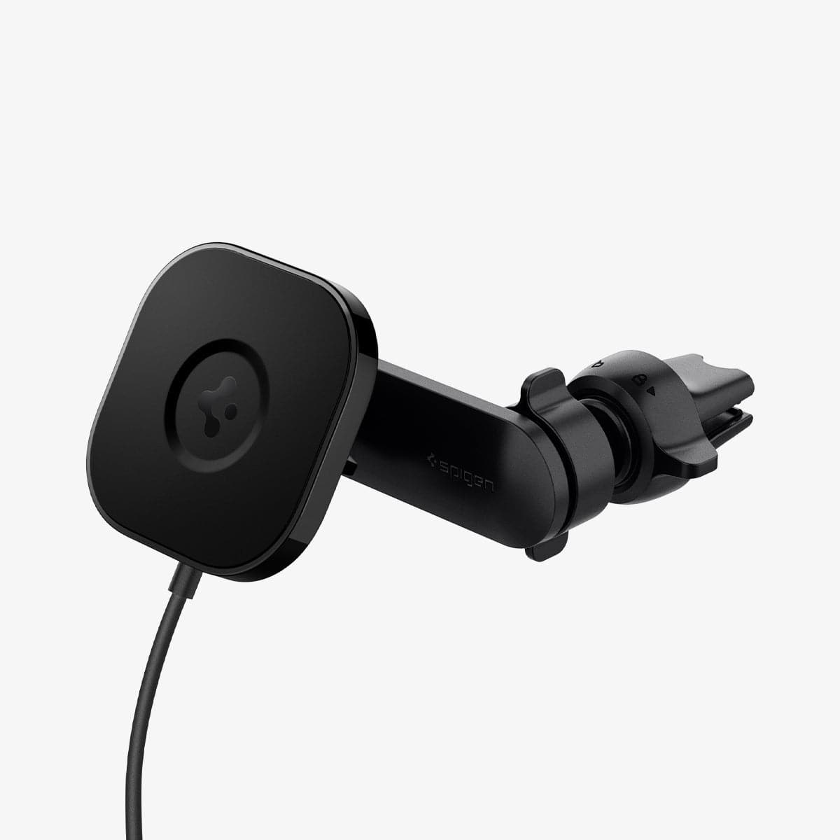 ACP02615 - OneTap Pro Wireless Magnetic Car Charger Air Vent (MagFit) in black showing the front and side