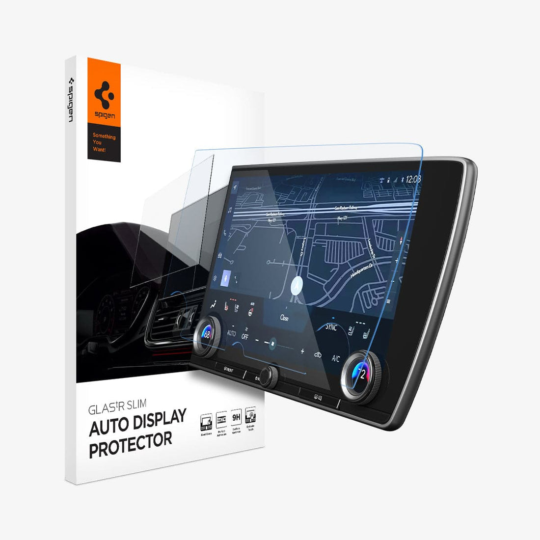AGL05880 - Lexus NX 14" Screen Protector GLAS.tR SLIM showing the touch screen display, screen protector and packaging