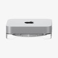 AMP06150 - Apple Mac Mini Stand in crystal clear showing the front and partial top