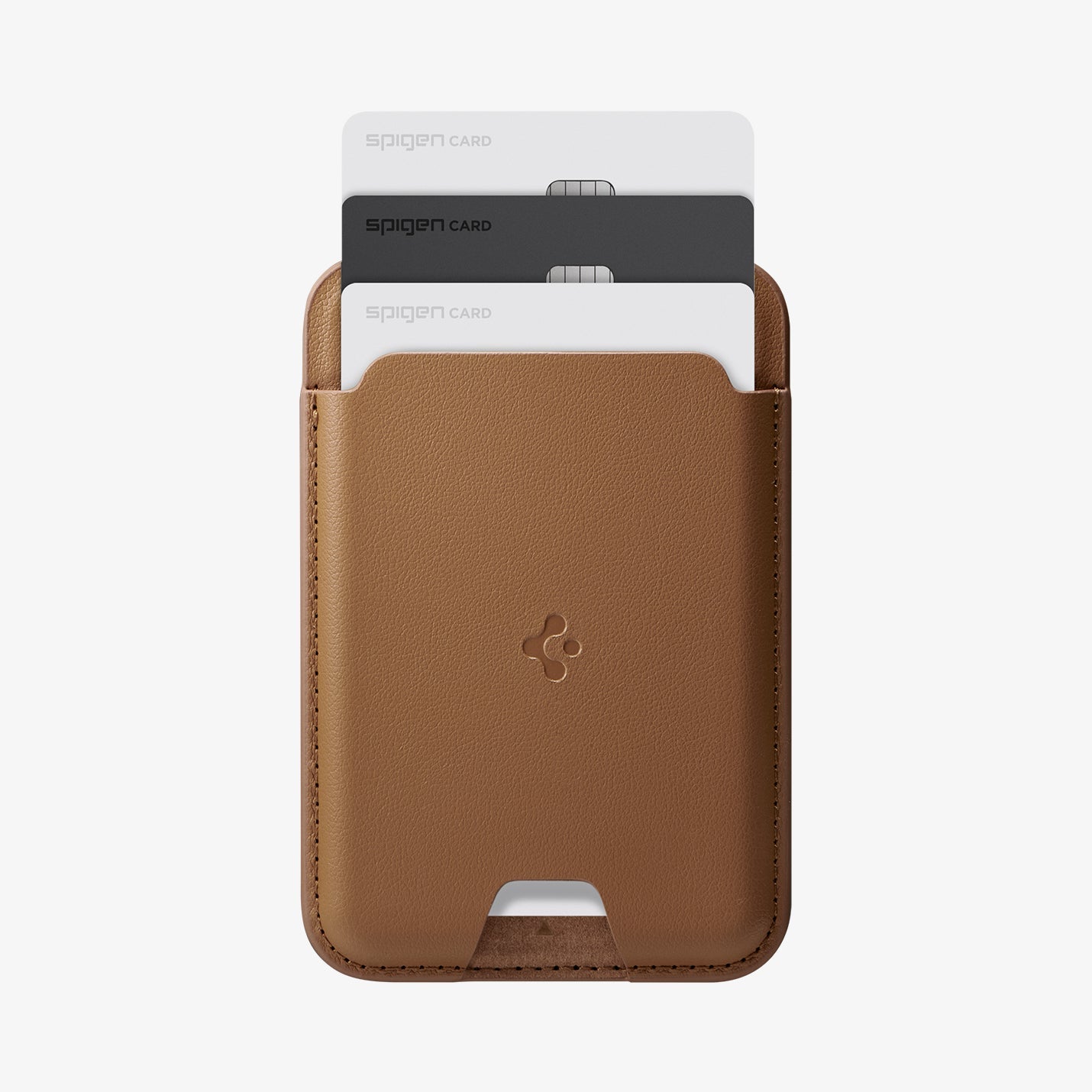 AFA05804 - MagSafe 3 Cards Holder Valentinus (MagFit) in brown showing the front with multiple cards in slot