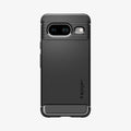 ACS06277 - Pixel 8 Case Rugged Armor in matte black showing the back
