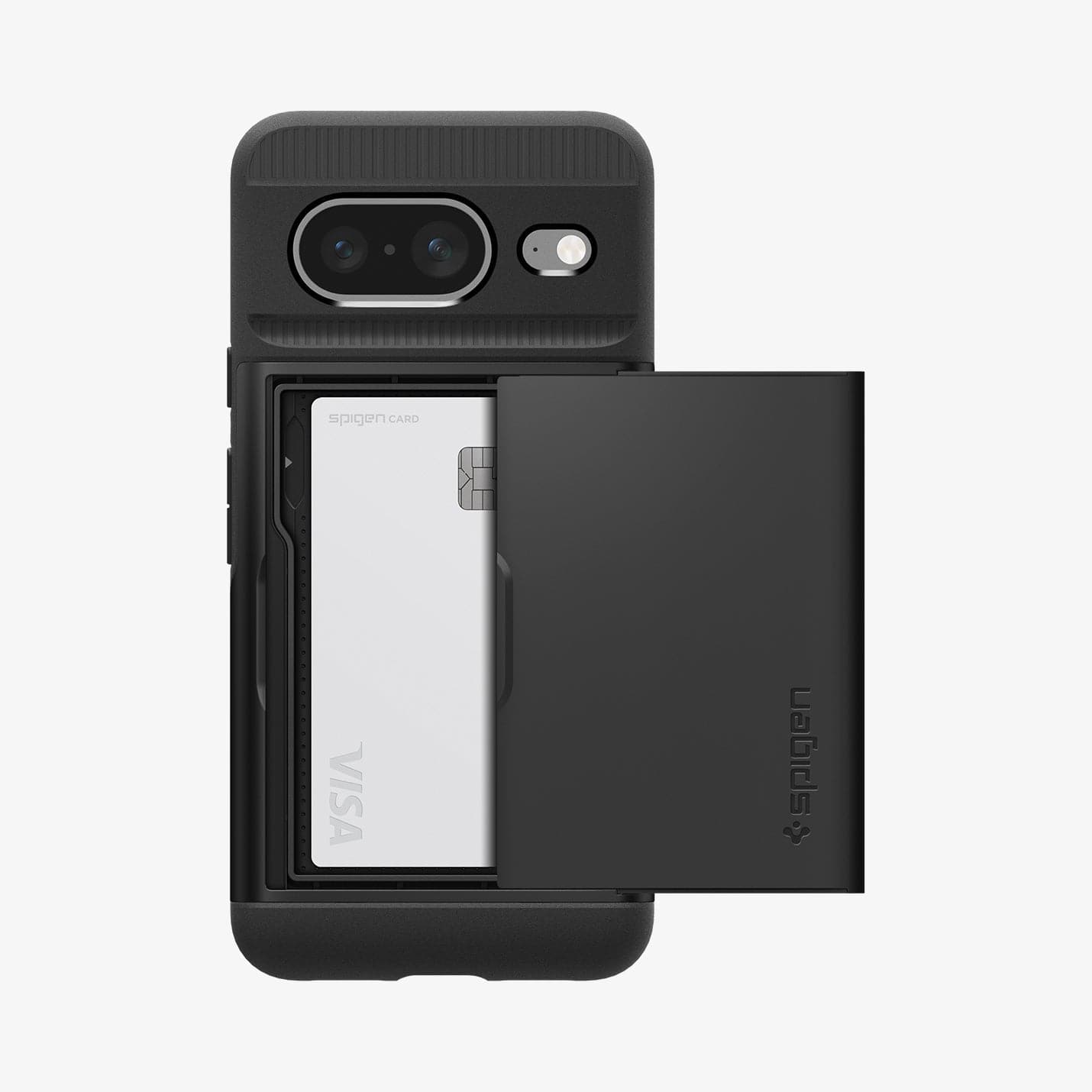 ACS06286 - Pixel 8 Case Slim Armor CS in black showing the back with card in slot