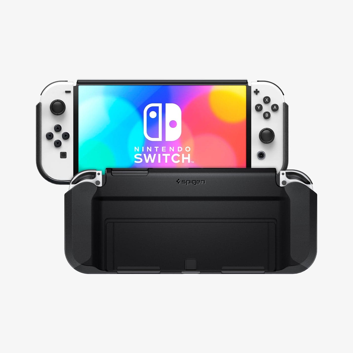 ACS04239 - Nintendo Switch OLED Case Thin Fit in black showing the back and front