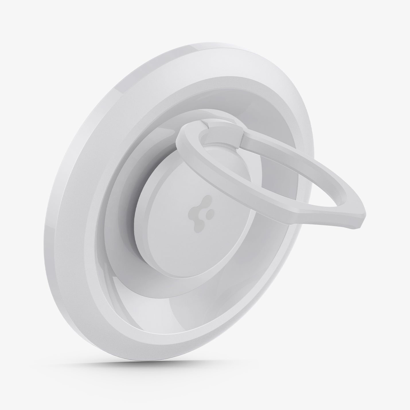 AMP05303 - O-Mag Magnetic Phone Holder (MagFit) in white showing the ring extended out, front and partial side