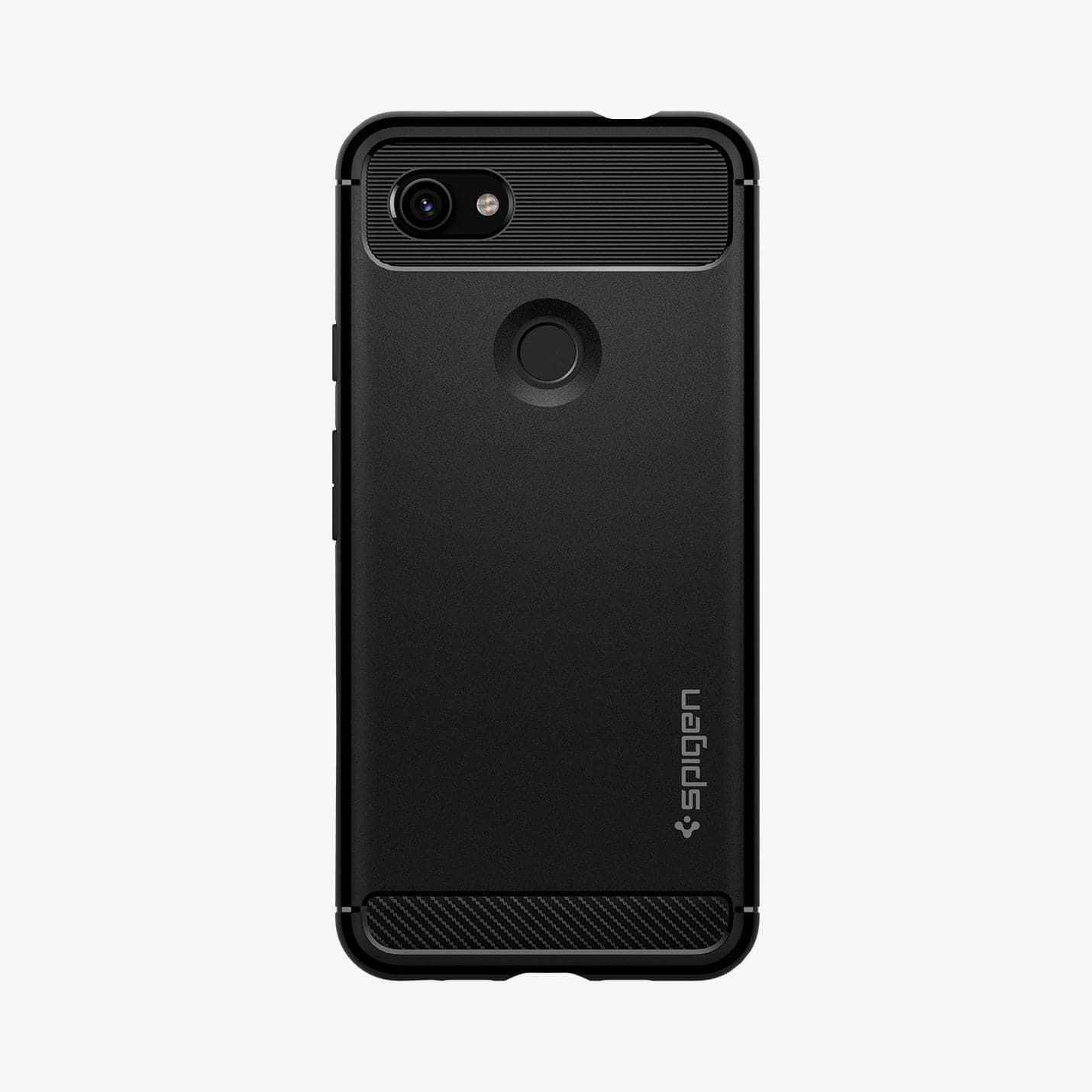 F23CS25960 - Pixel 3a Case Rugged Armor in matte black showing the back