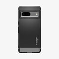 ACS04698 - Pixel 7 Case Rugged Armor in matte black showing the back