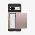 ACS04705 - Pixel 7 Case Slim Armor CS in rose gold showing the back with card in slot