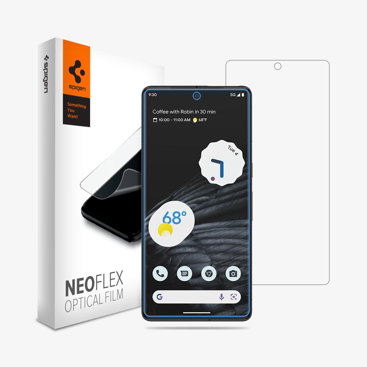 AFL05201 - Pixel 7 Pro Screen Protector Neo Flex showing the device, two screen protectors and packaging