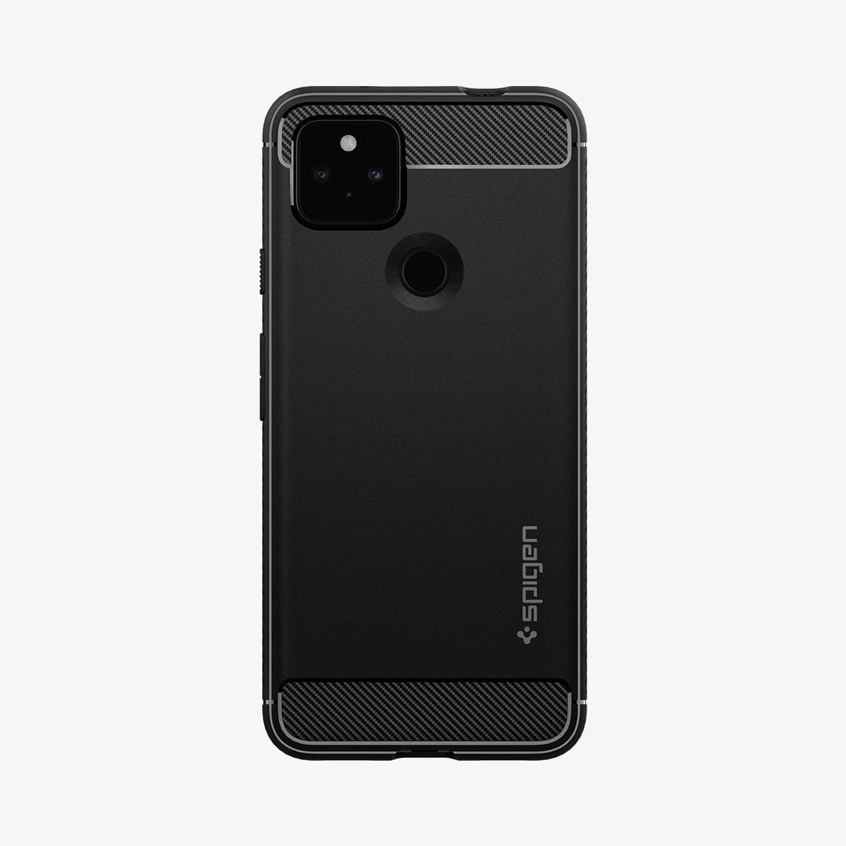 ACS02908 - Pixel 5a Case Rugged Armor in matte black showing the back