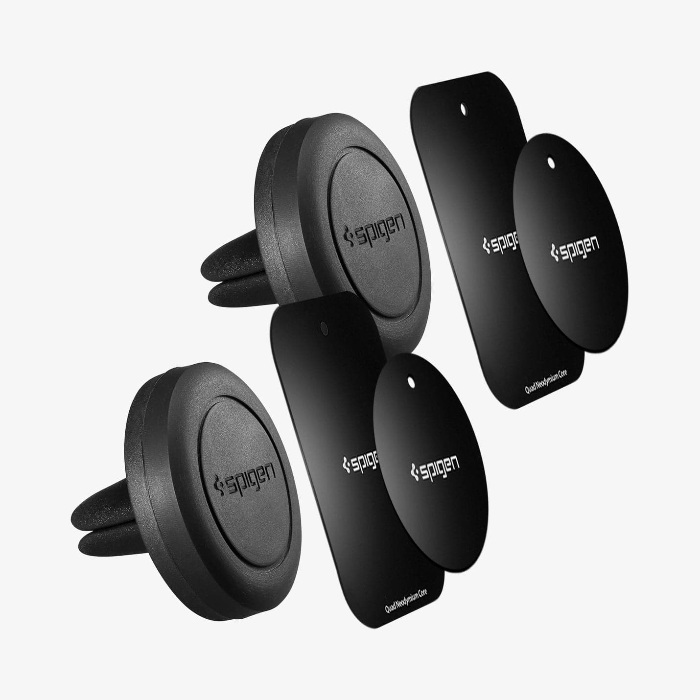 000CD20239 - Q11 Magnetic Air Vent Car Mount 2 pack showing the rectangle plate, circle plate and car mount