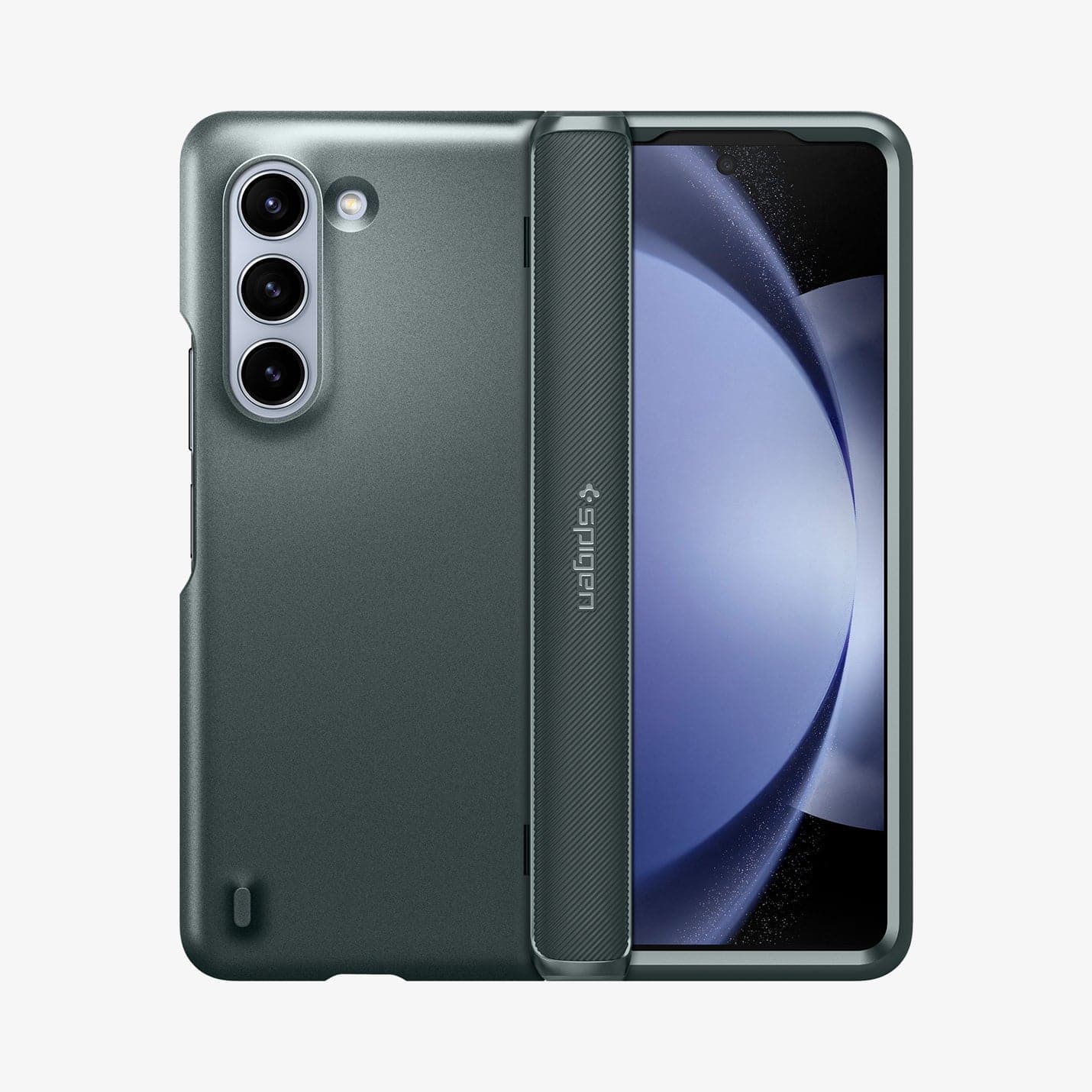 ACS06212 - Galaxy Z Fold 5 Case Slim Armor Pro in abyss green showing the back and front