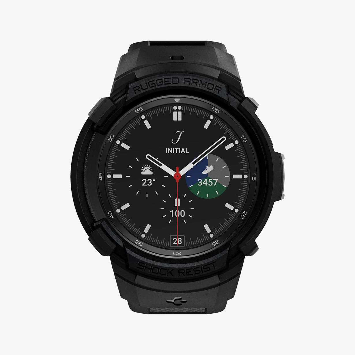 ACS03832 - Galaxy Watch 4 Classic (46mm) Case Rugged Armor Pro in black showing the front